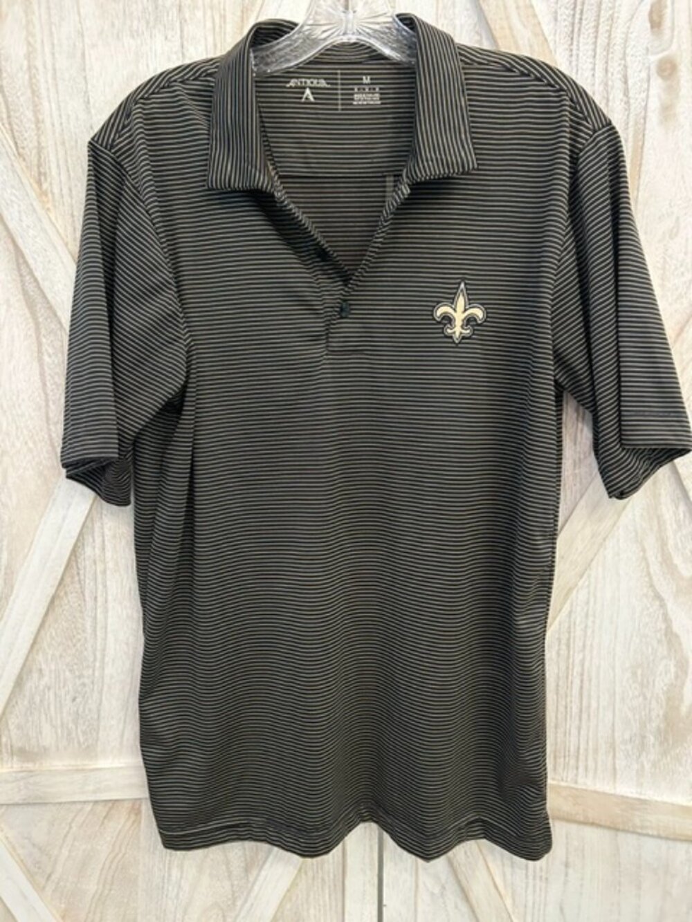 Antigua New Orleans Saints Performance Polo Men's Medium Black Gold Golf Shirt